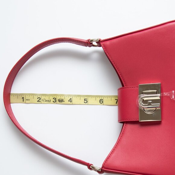 Furla 1927 Wave Shoulder Bag Leather Purse Gold Hardware Candy Red Like New - Picture 10 of 12
